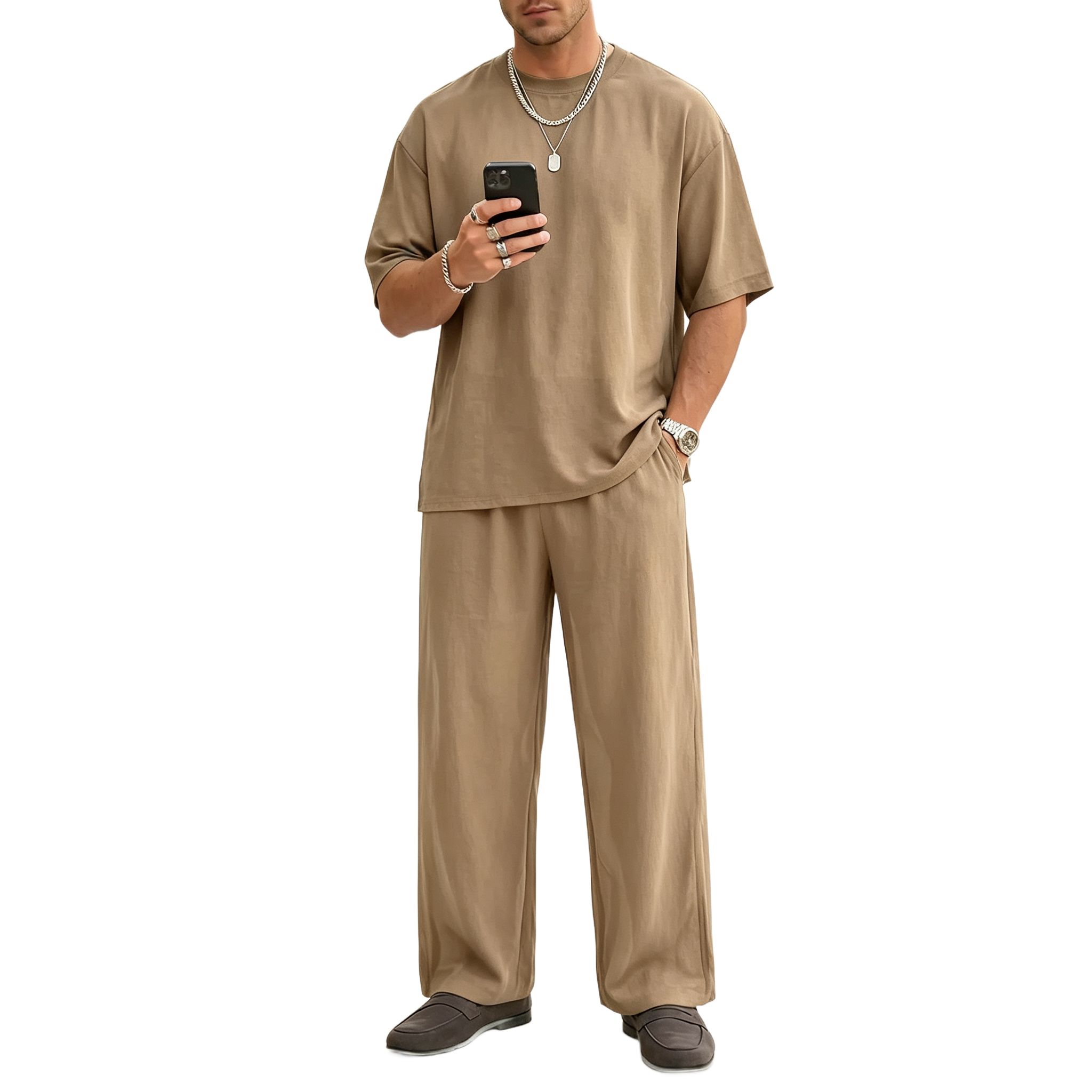 Men's 2-Piece Oversized Minimalist Sheer Set