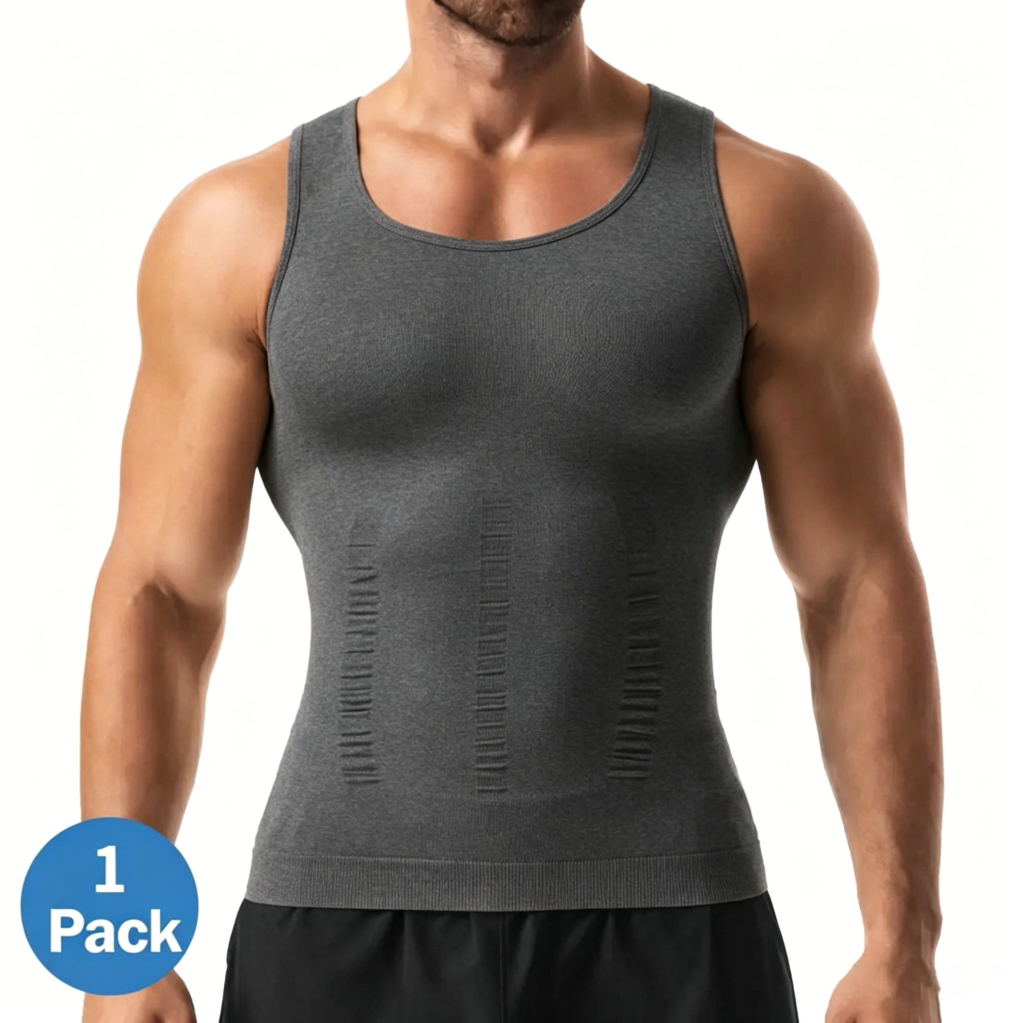 Men's Compression Shaper Vest Shapewear Tank Top - Lightweight, Breathable Elastic Soft Stretchy Fabric