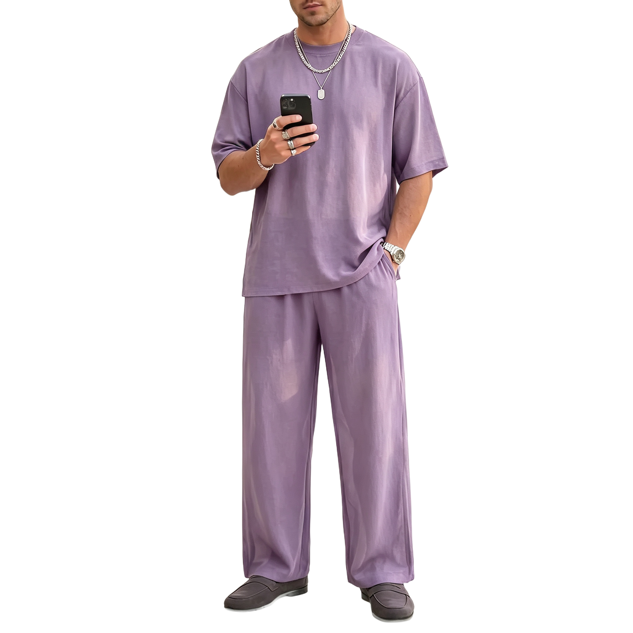 Men's 2-Piece Oversized Minimalist Sheer Set