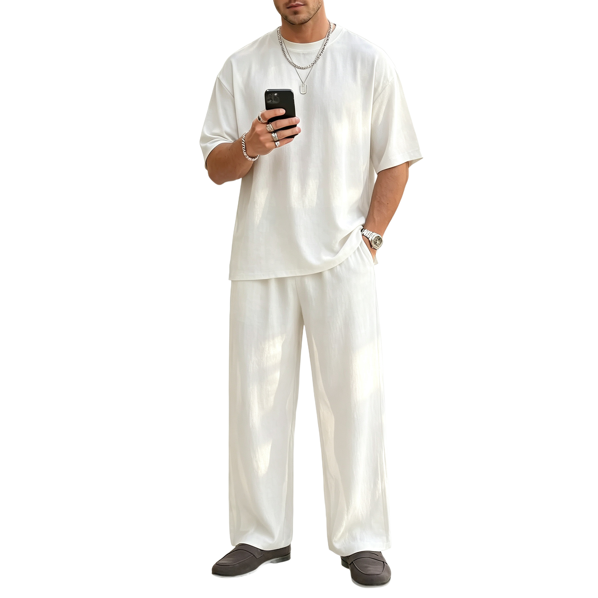 Men's 2-Piece Oversized Minimalist Sheer Set