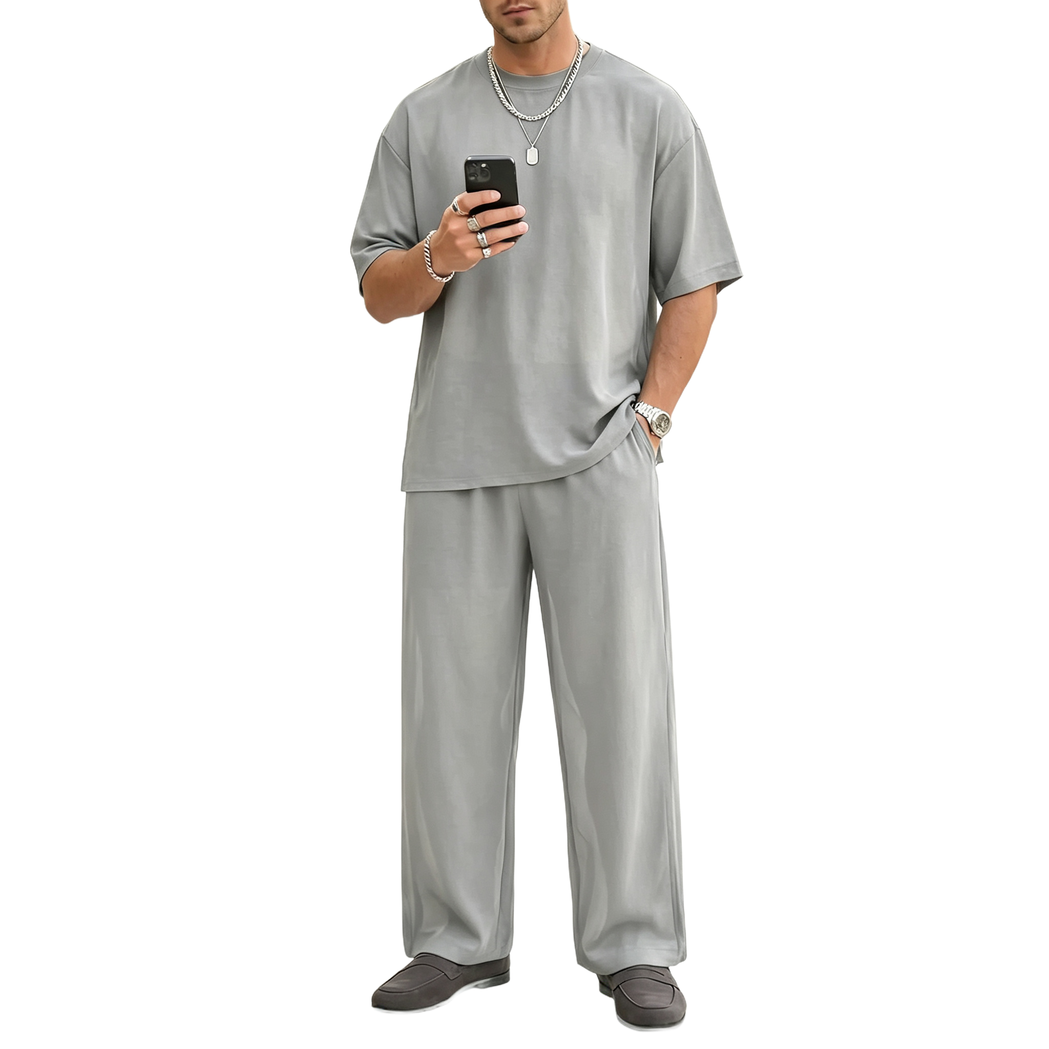 Men's 2-Piece Oversized Minimalist Sheer Set