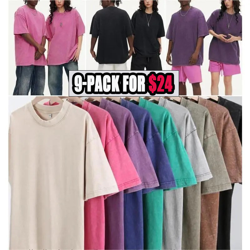 1/4 Pack Oversized Tshirts for Men Gym Vintage Heavyweight T Shirts Cotton Workout Acid Wash Baggy Tees