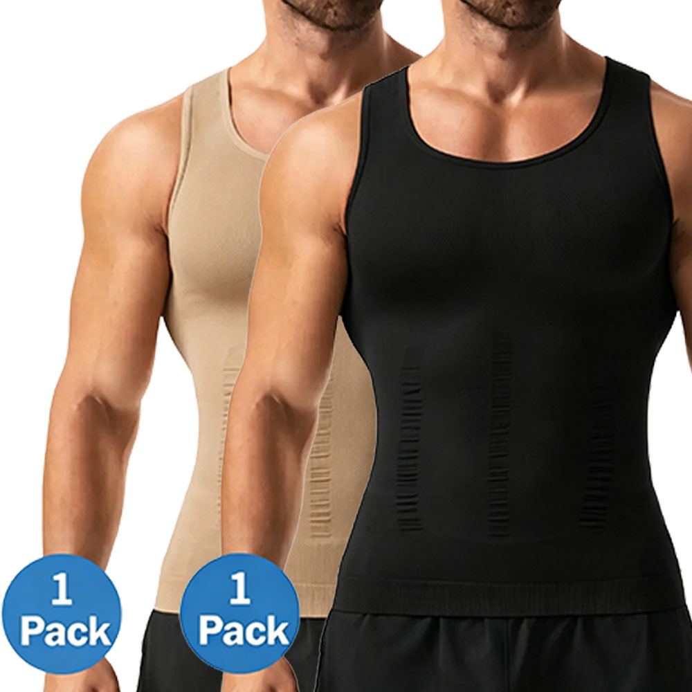 Men's Compression Shaper Vest Shapewear Tank Top - Lightweight, Breathable Elastic Soft Stretchy Fabric