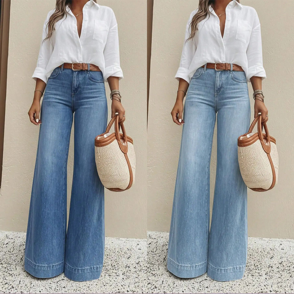 Women's Loose Straight Leg Jeans with Pockets
