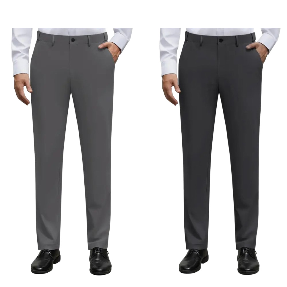 Men's Stretch Dress Pants No Iron Golf Pants Expandable Waist Flat Front Business Casual Formal Pants