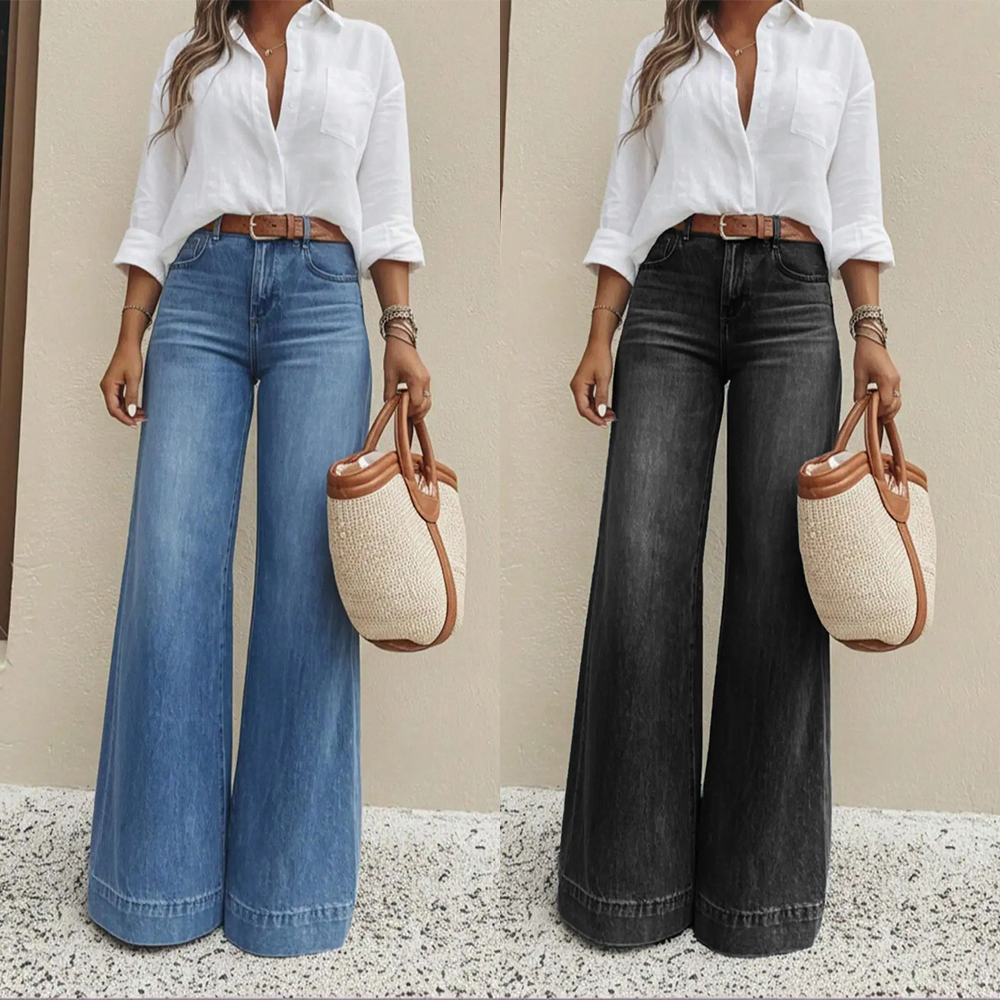 Women's Loose Straight Leg Jeans with Pockets