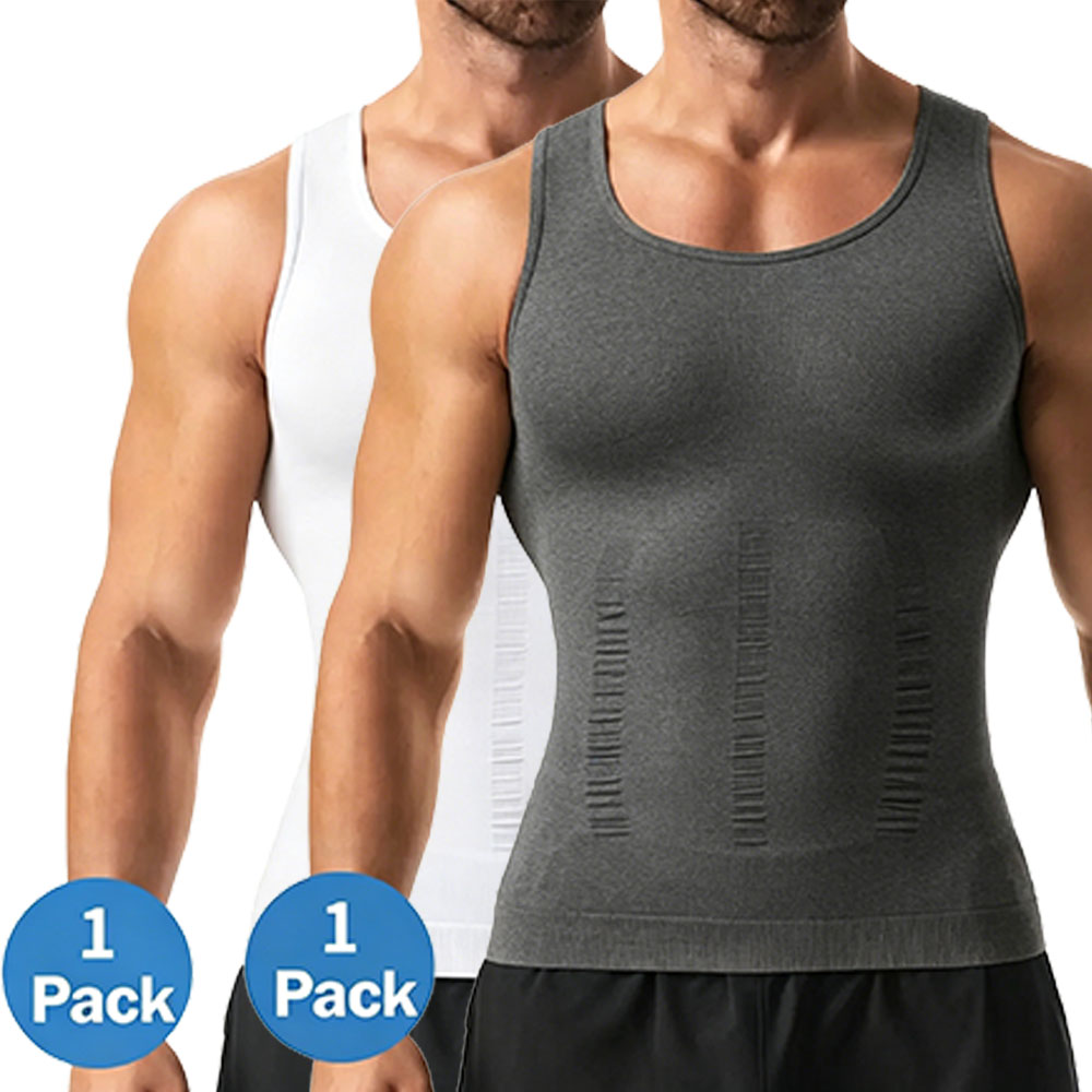 Men's Compression Shaper Vest Shapewear Tank Top - Lightweight, Breathable Elastic Soft Stretchy Fabric