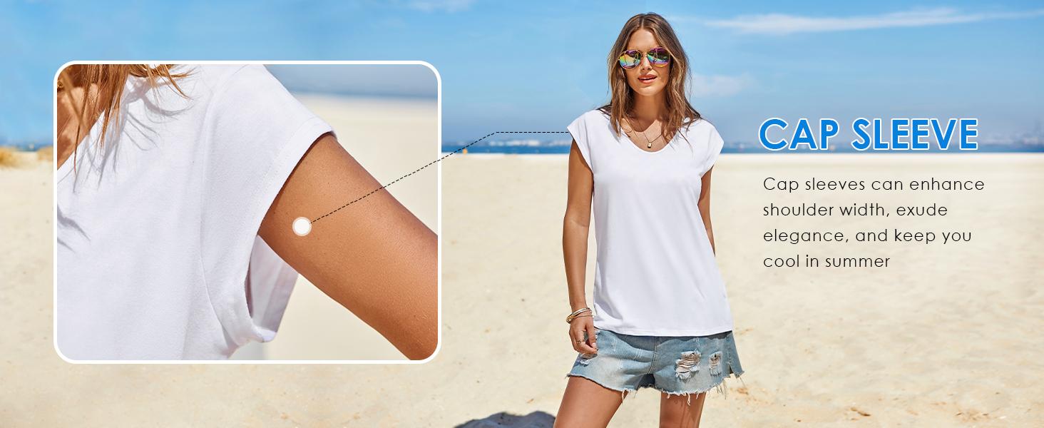 Tankaneo 3 Pack Womens Cap Sleeve Tops V Neck Loose Fit Tshirts Spring Summer Casual Basic Tees