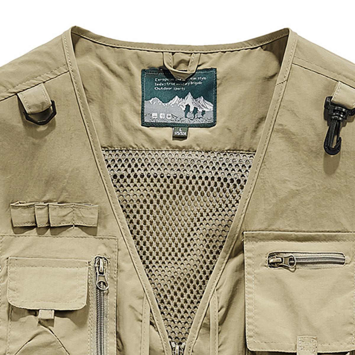 Made from 100% nylon, anti-static design ensures safety (true size). Men&rsquo;s fashion quick-dry mesh casual outdoor multi-pocket fishing photography vest/work vest jacket with multiple pockets, suitable for outdoor activities.
