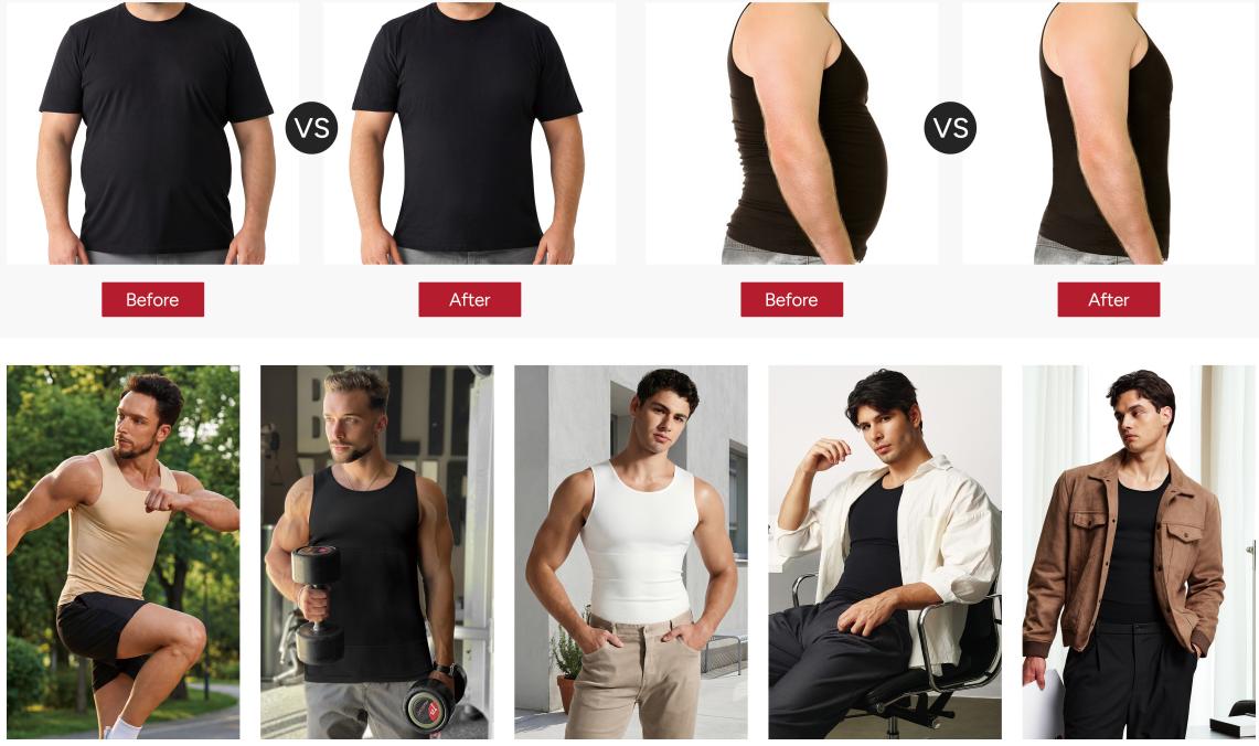 【Nebility】 Men&rsquo;s Silky Soft Compression Shapewear Tank, Slimming Body Shaper Vest with Waist & Chest Support, Stretchy, Odor-Resistant, Breathable Muscle Tank for Daily Comfort, Menswear, Tanktop,fathersdaygift