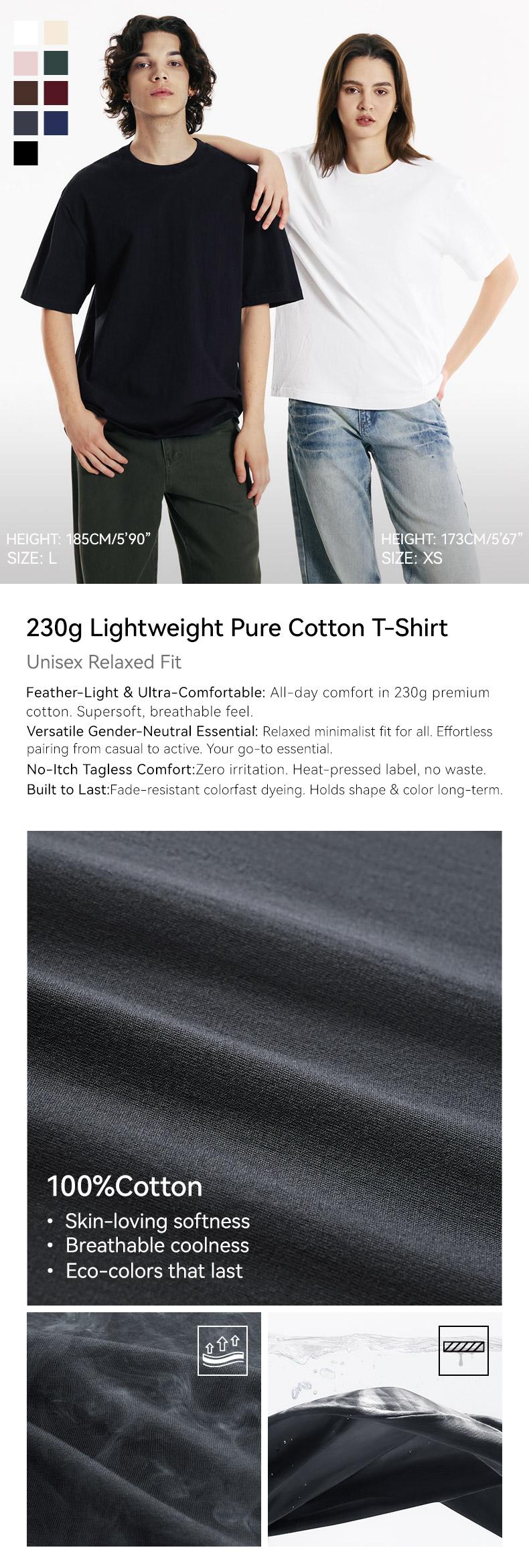 MIDMX Men's 230G 100% Cotton Heavyweight Round Neck Shortsleeve Tee - Unisex Loose Fit Soft Vintage Plant-Dyed Plain Basic Top, Fade-Proof Streetwear Gym Wear,summerwins,father'sdaygifts,back to school,back to school shopping