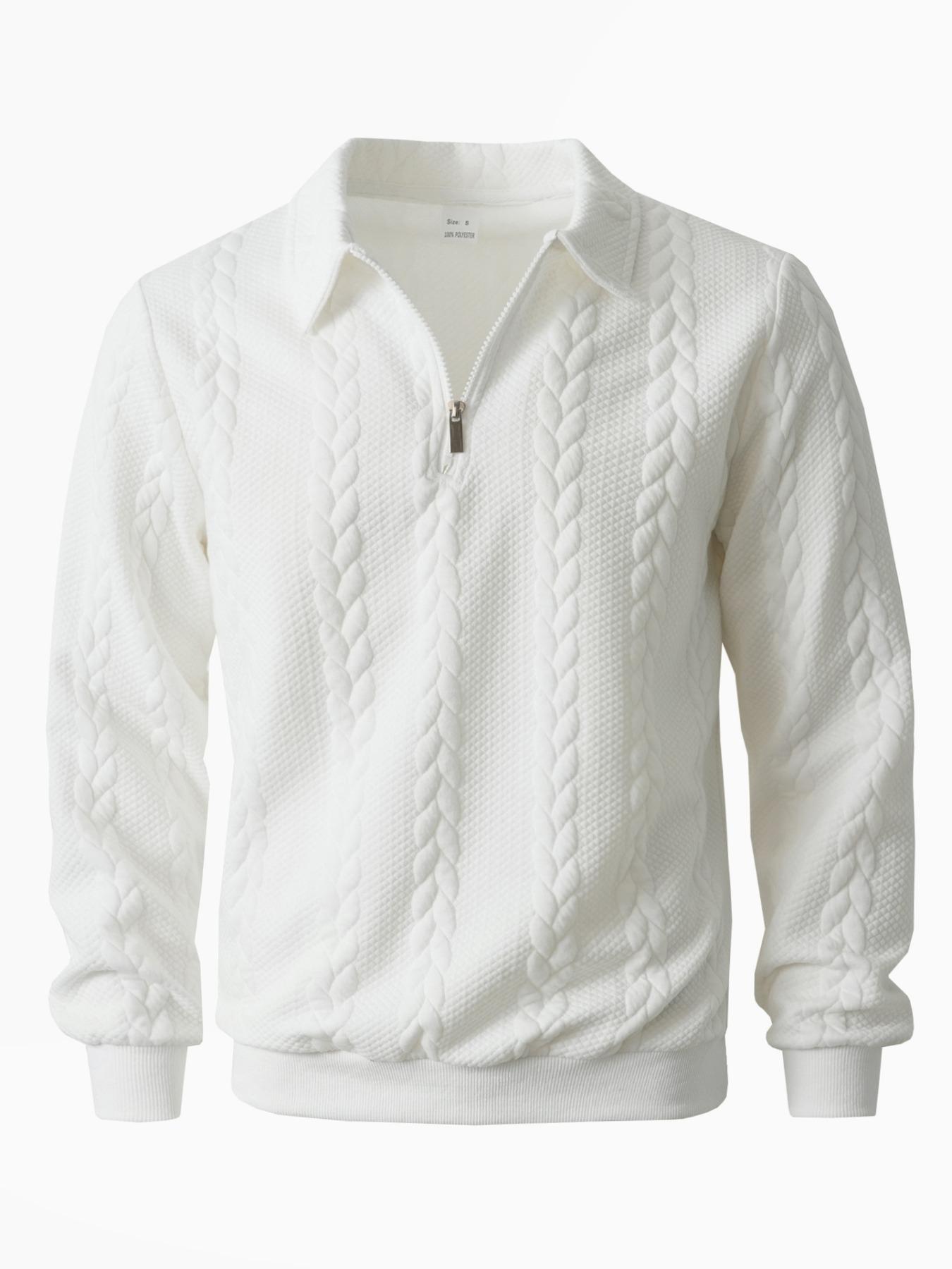 Men's Spring Outfits Knitted Polo Neck Long Sleeve Fitted Knitwear Sweatshirt for Daily Wear, Casual Basic Knitwear, Old Money Zipper Half Button Design, Casual Versatile Sweater Pullover, Essential for Man's Wardrobe