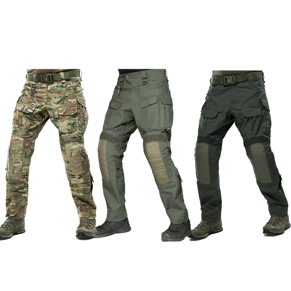 Men's Multi-Pocket Tactical Work Pants, Knee-Padded Combat Pants