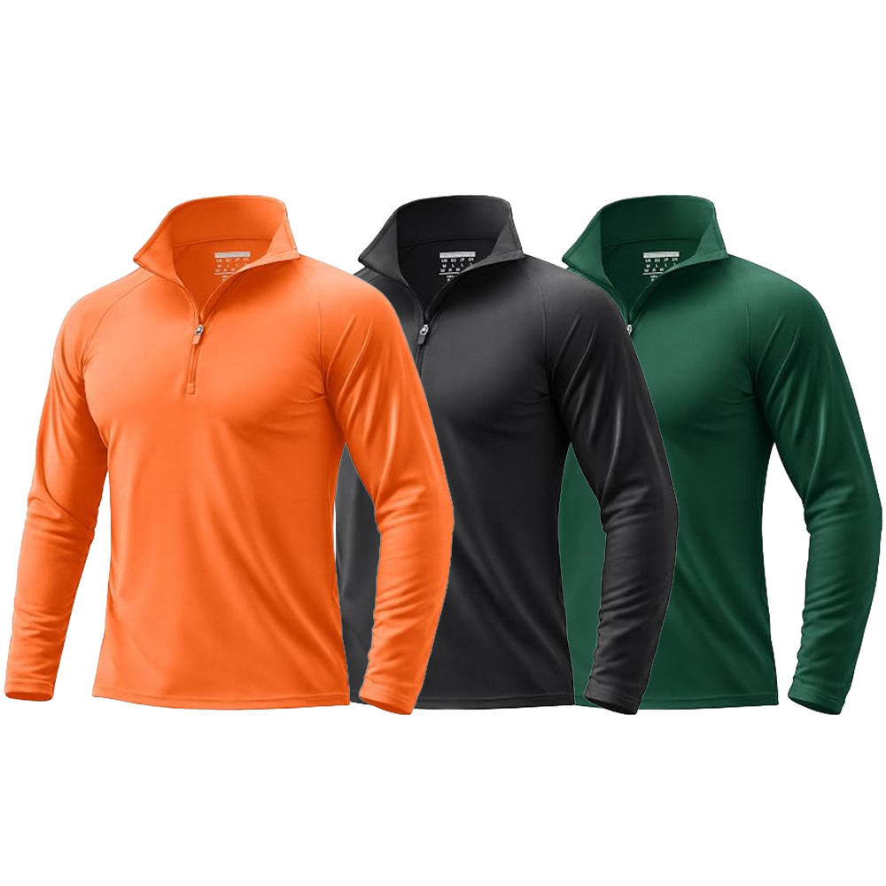Men's UPF 50+ Quarter Zip Sun Protection Long Sleeve Golf Shirt