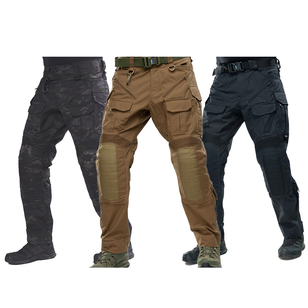 Men's Multi-Pocket Tactical Work Pants, Knee-Padded Combat Pants