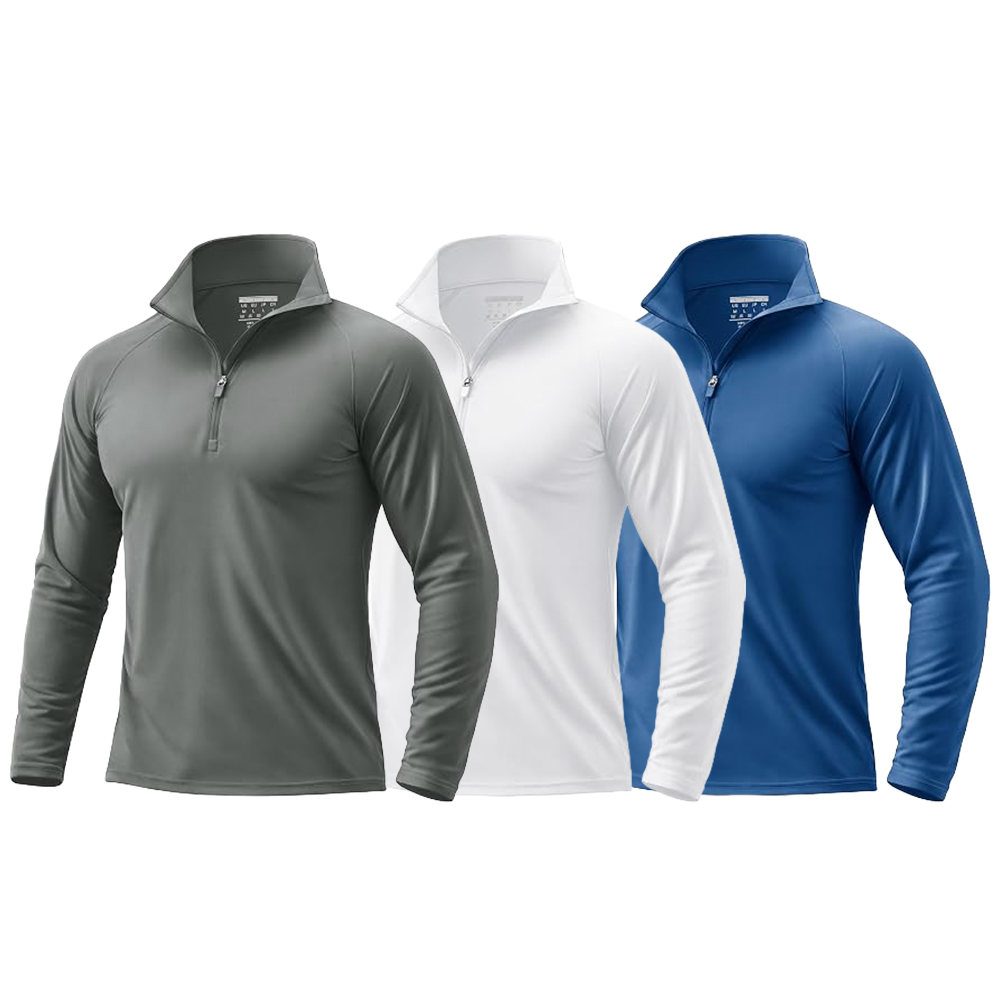 Men's UPF 50+ Quarter Zip Sun Protection Long Sleeve Golf Shirt