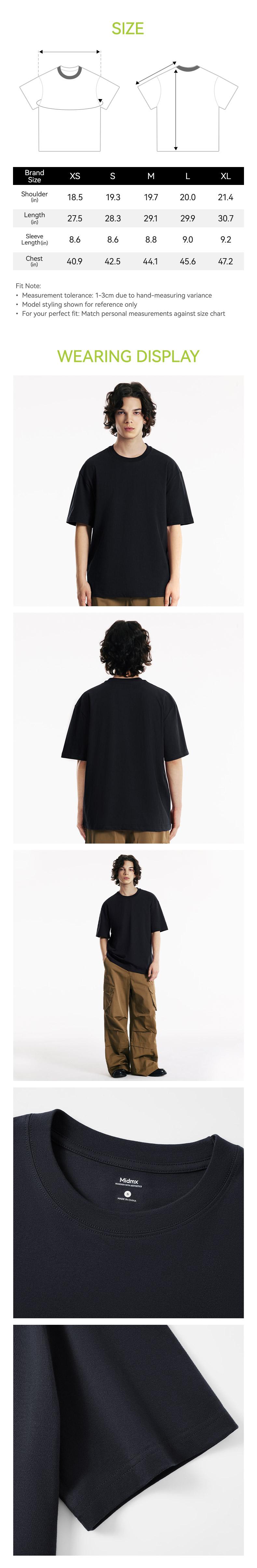 MIDMX Men's 230G 100% Cotton Heavyweight Round Neck Shortsleeve Tee - Unisex Loose Fit Soft Vintage Plant-Dyed Plain Basic Top, Fade-Proof Streetwear Gym Wear,summerwins,father'sdaygifts,back to school,back to school shopping