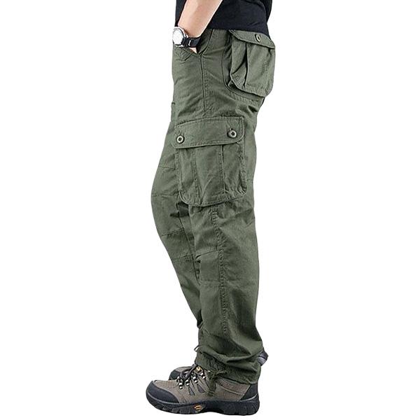 Men&rsquo;s 3-Pack Cargo Pants - Khaki, Dark Gray & Black, Casual Basic, Mid Waist, Plain, Polyester, Multi-Pocket, Loose Fit, Durable, Long Pants for Daily Outings