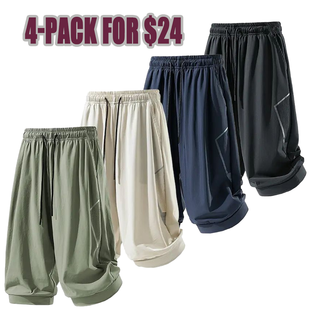 Men’s Loose-Fit 3/4 Length Athletic Pants, Breathable Mesh Side Panels, Lightweight Cool Fabric