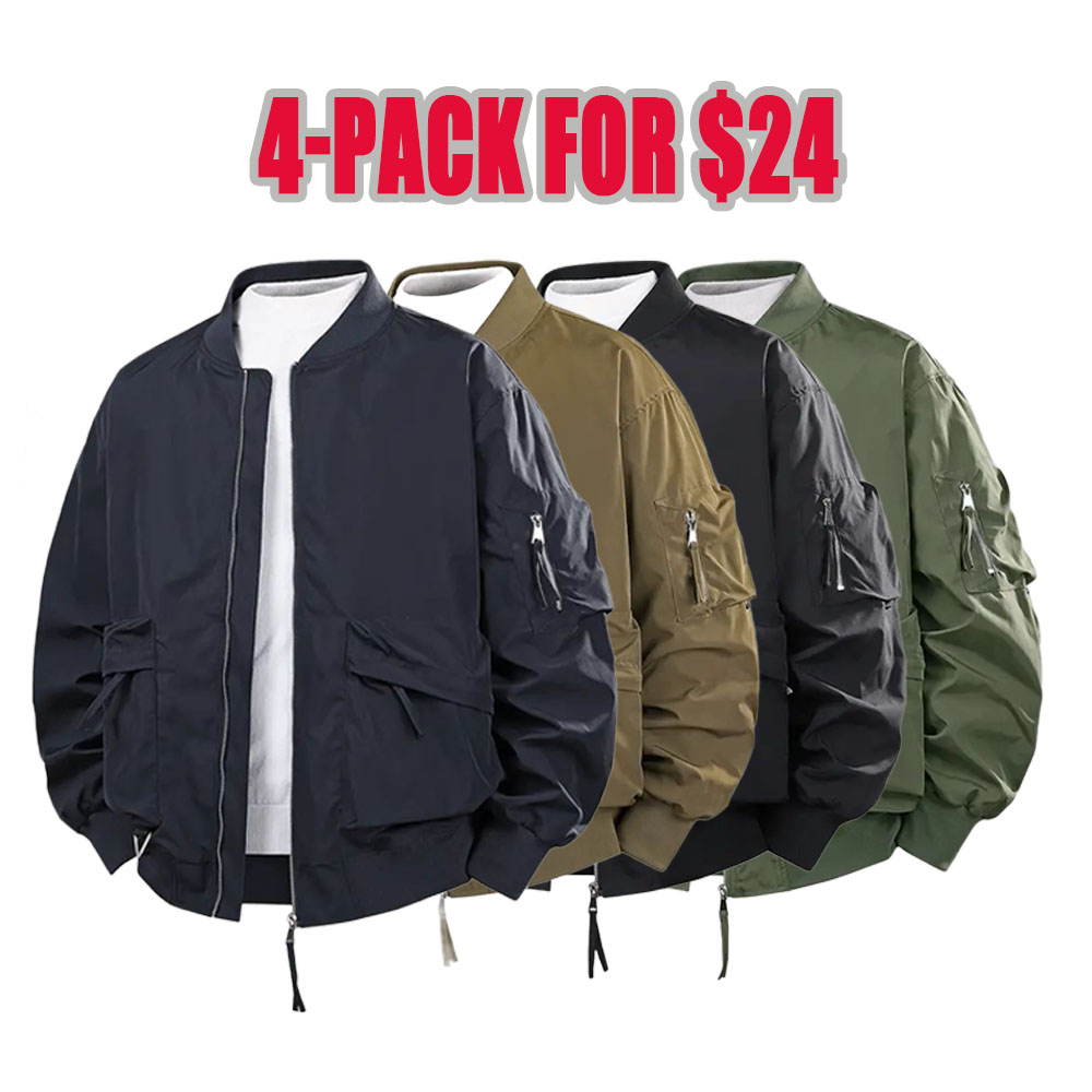 Plus-size men’s workwear jacket featuring a relaxed fit with multiple zippered pockets