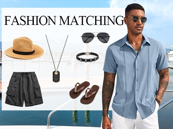 COOFANDY Mens Cuban Guayabera Short Sleeve Shirt Casual Summer Beach Tops Button Down Untucked Shirts COOFANDY Mens Cuban Guayabera Short Sleeve Shirt Casual Summer Beach Tops Button Down Untucked Shirts