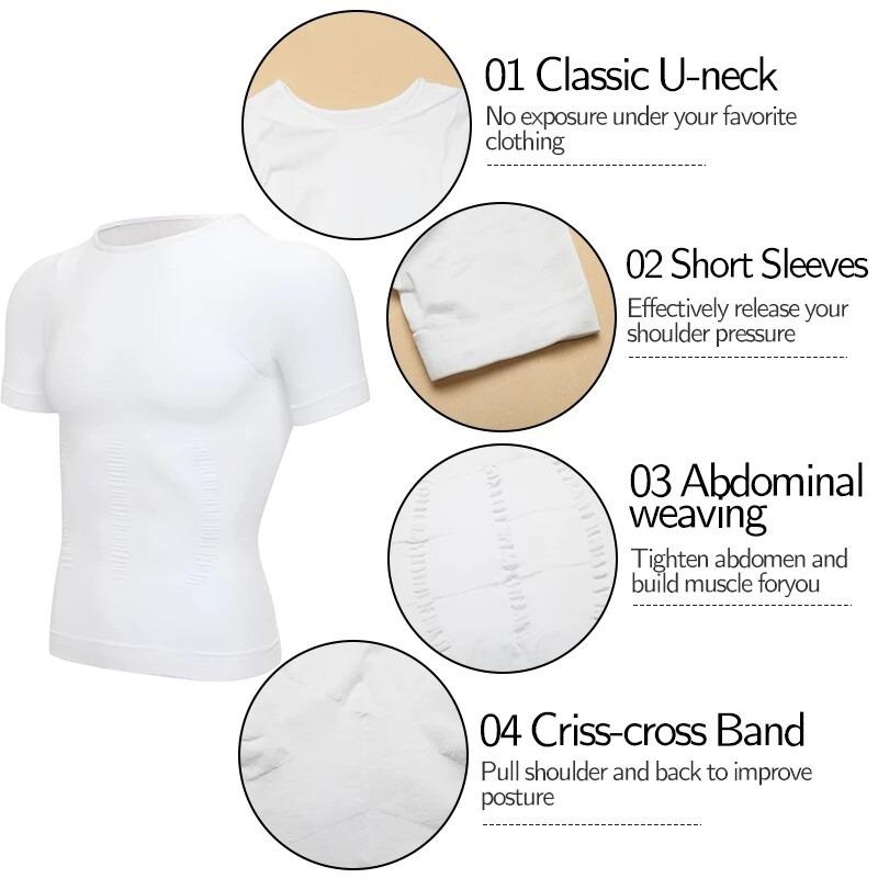 1/2/3/4 Pack Menswear Compression Body Shaper Shapewear Stretch Short Sleeve Shirt Breathable Lightweight Comfy Workout Tank Top Sports Vest Fitness Tee Gym Exercise Activewear Elastic Formal Fabric Casual