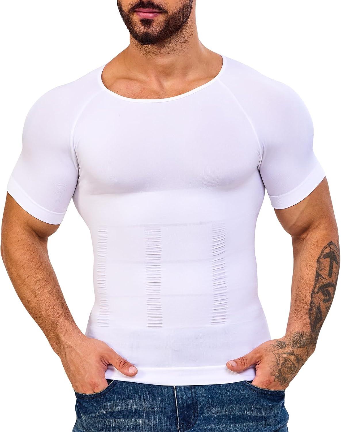 1/2/3/4 Pack Menswear Compression Body Shaper Shapewear Stretchy Short Sleeve Shirt Breathable Lightweight Comfy Workout Tank Top Sports Vest&nbsp;Fitness Tee Gym Exercise Activewear Elastic Formal Fabric Casual Natural Dress Soft Mesh