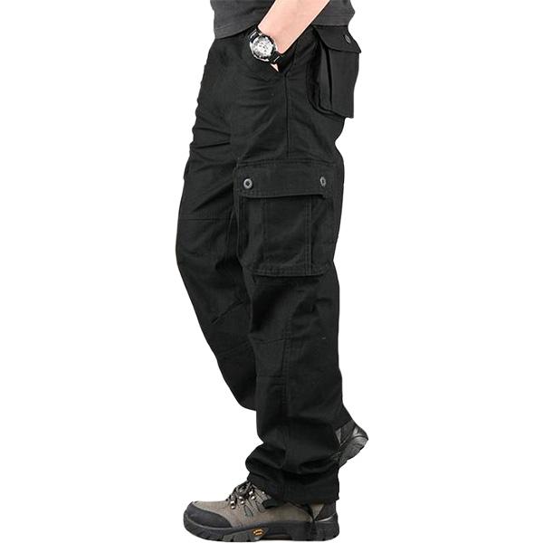 Men&rsquo;s 3-Pack Cargo Pants - Khaki, Dark Gray & Black, Casual Basic, Mid Waist, Plain, Polyester, Multi-Pocket, Loose Fit, Durable, Long Pants for Daily Outings