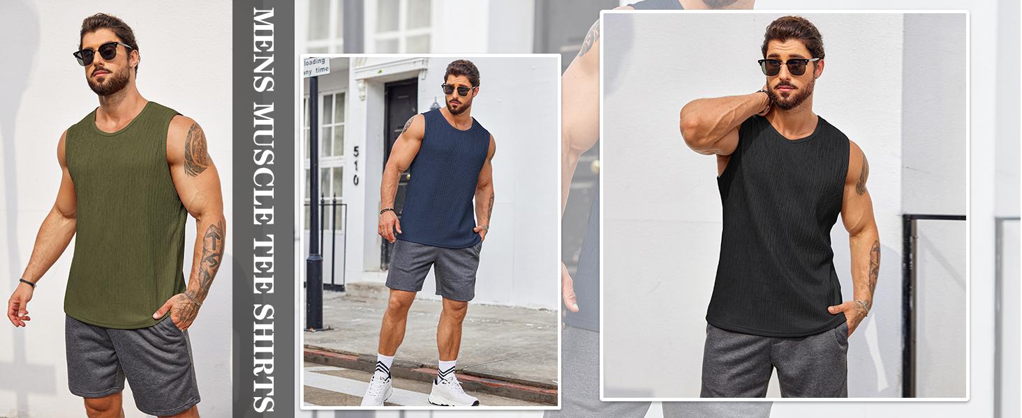 COOFANDY Men's Vests Casual Tank Tops 2 Pack Knit Sleeveless Lightweight Tee Muscle Basic T Shirts