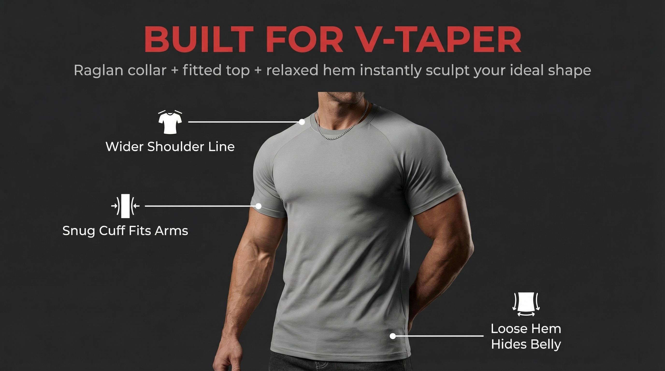 STREVATE Men's Raglan Sleeve Tee, Athletic Tapered Fit, Arm-Enhancing Sleeves, Menswear Wrinkle-Resistant Stretch Fabric Gym Workout T-Shirt Fitness Running Tops
