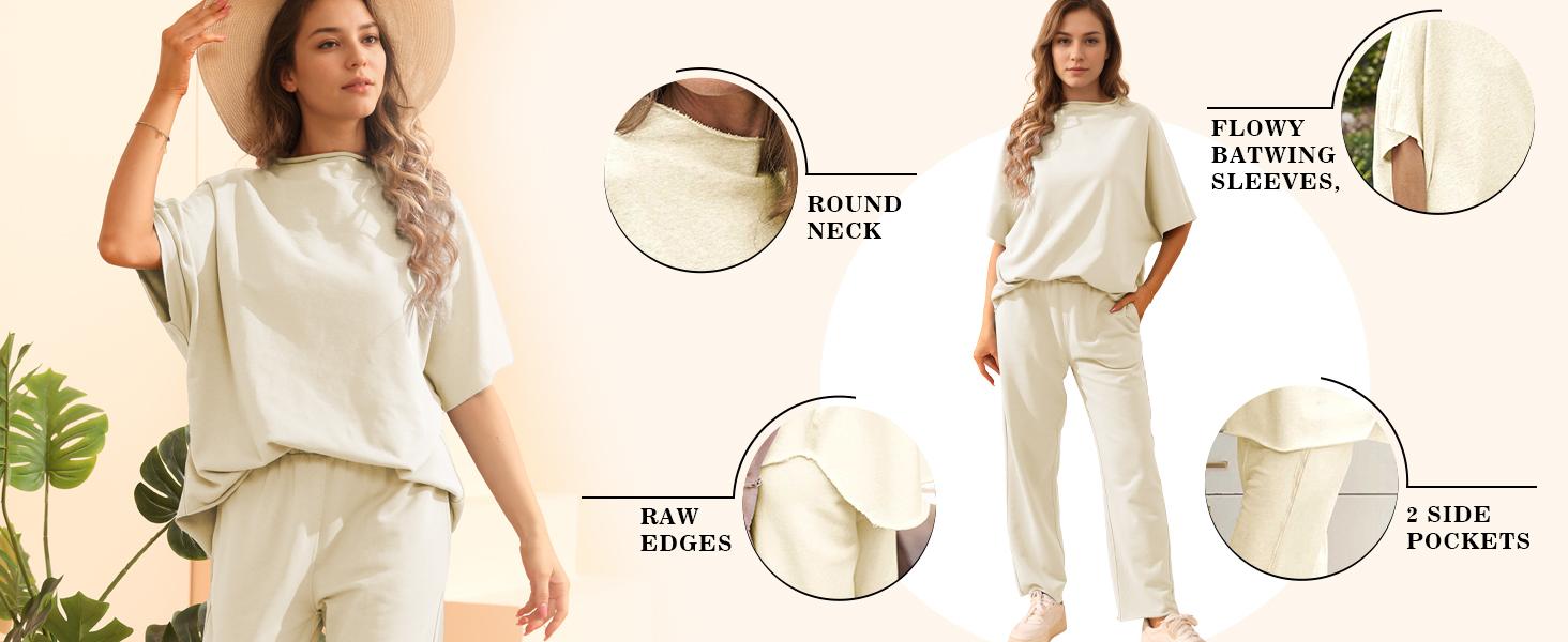 Songling Women's Casual Two-Piece Outfits 3/4 Batwing Sleeve Capelet CrewNeck Pullover Top & Wide Leg Pants Lounge Sets Sweatsuit Blazer Trouser Womenswear Clothes Gamis Songling Women's Casual Two-Piece Outfits 3/4 Batwing Sleeve Capelet CrewNeck Pullover Top & Wide Leg Pants Lounge Sets Sweatsuit Blazer Trouser Womenswear Clothes Gamis