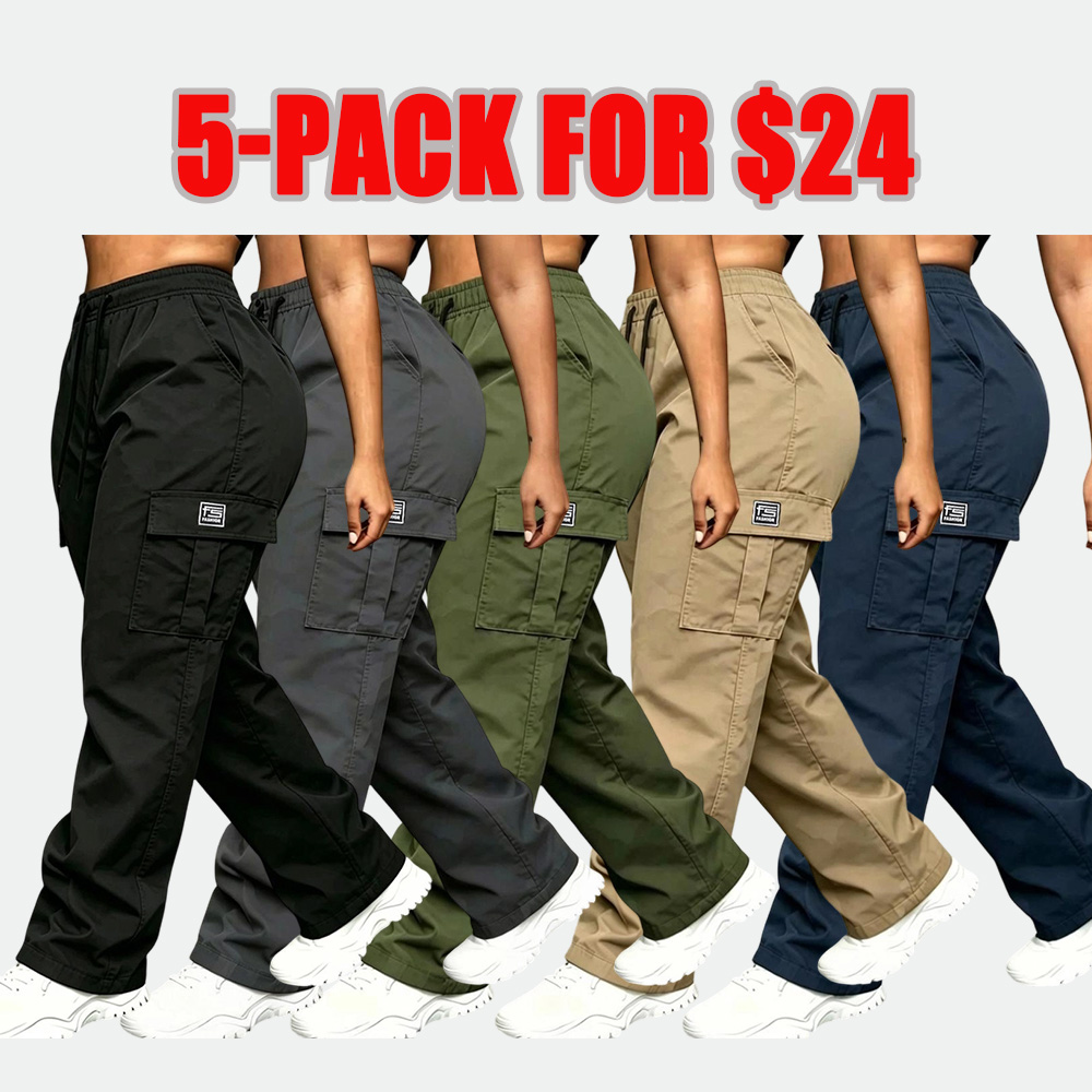 5-Pack Women's Vintage Loose Cargo Pants - All-Season Activewear Bottom