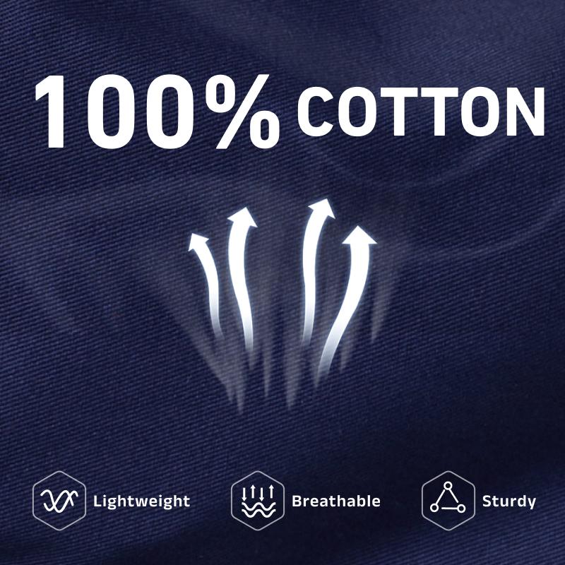 WORK IDEA Men's 100% Cotton Workwear. It features long sleeves, durable twill fabric, multiple pockets for storage, and is suitable for both casual and work scenarios.