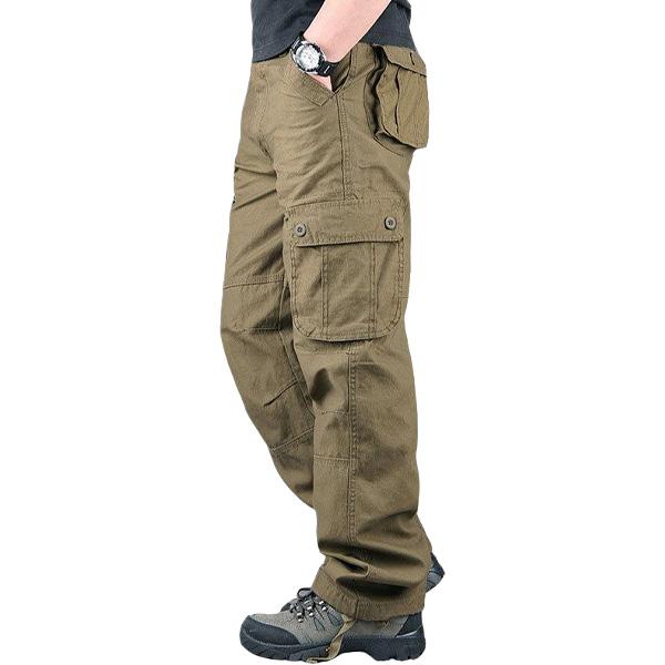 Men&rsquo;s 3-Pack Cargo Pants - Khaki, Dark Gray & Black, Casual Basic, Mid Waist, Plain, Polyester, Multi-Pocket, Loose Fit, Durable, Long Pants for Daily Outings