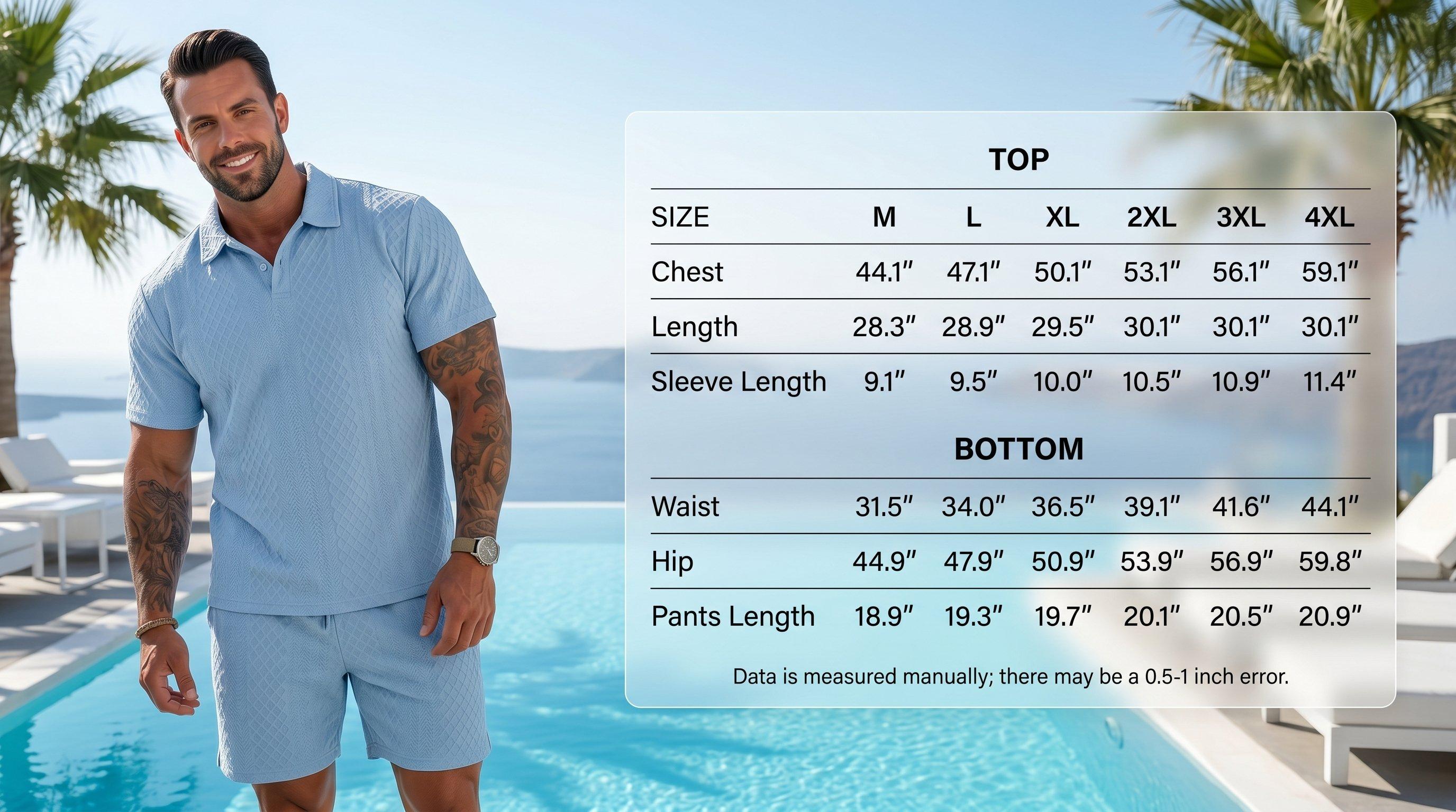 KZZ Men's Solid Polo Shirt & Drawstring Waist Shorts Set Cozy Breathable Two-piece Outfits for Daily Outdoor Wear Menswear Suits