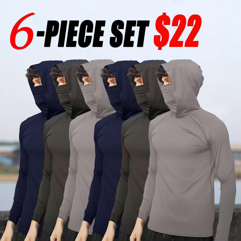 6-Piece Men's Casual Hoodie Pullovers UPF Sun Protection Soft Breathable