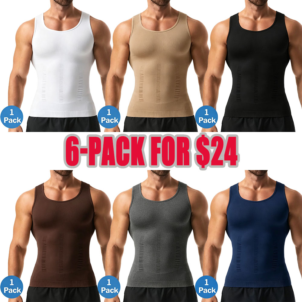 Men's Compression Shaper Vest Shapewear Tank Top - Lightweight, Breathable Elastic Soft Stretchy Fabric