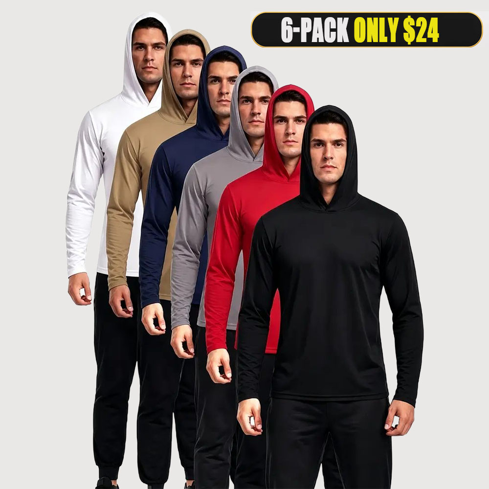 🌟 6 Pieces Hooded Long Sleeve Shirts for Men 🌟