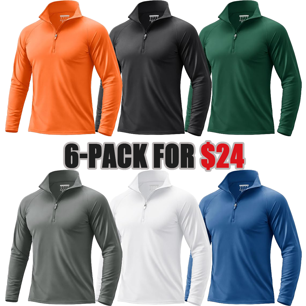 Men's UPF 50+ Quarter Zip Sun Protection Long Sleeve Golf Shirt