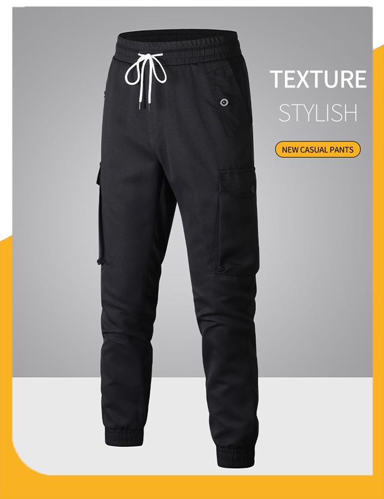 Men's Heavyweight Pants Compatible with Leggings - Workwear Trousers, Multi-Pocket Outdoor Pants with Belt Loop Closure and No Zipper, Suitable for Winter (Solid Color) - Machine Washable