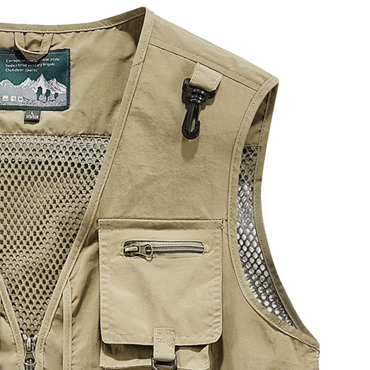 Made from 100% nylon, anti-static design ensures safety (true size). Men&rsquo;s fashion quick-dry mesh casual outdoor multi-pocket fishing photography vest/work vest jacket with multiple pockets, suitable for outdoor activities.