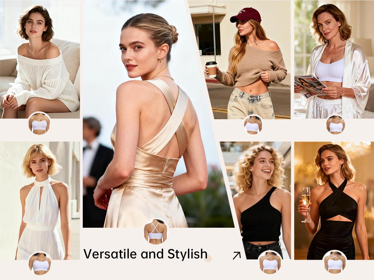 Vertvie|ZOE Stay Put Bandeau Bra, Wireless Seamless Comfort Day Vertvie|ZOE Stay Put Bandeau Bra, Wireless Seamless Comfort Day