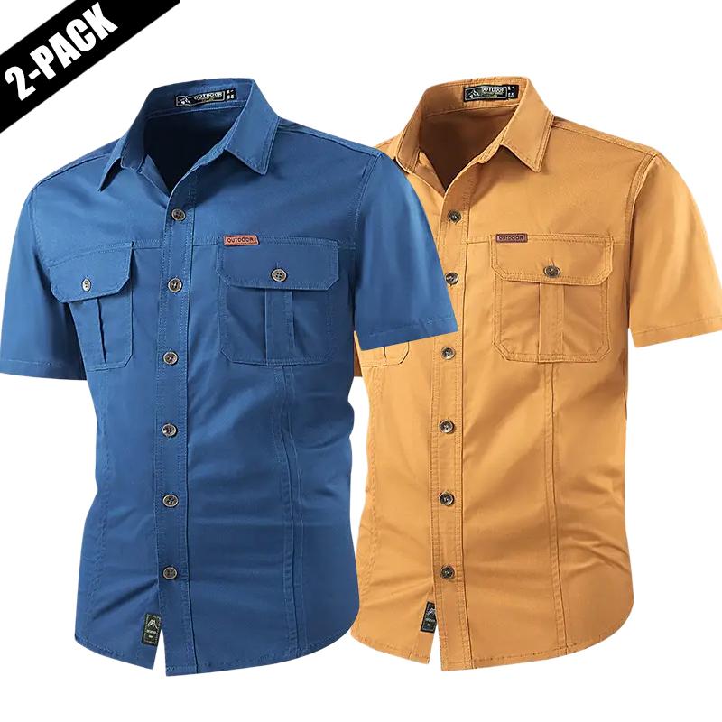 2-pack: summer outdoor casual short-sleeve work shirt with multiple pockets, lightweight design