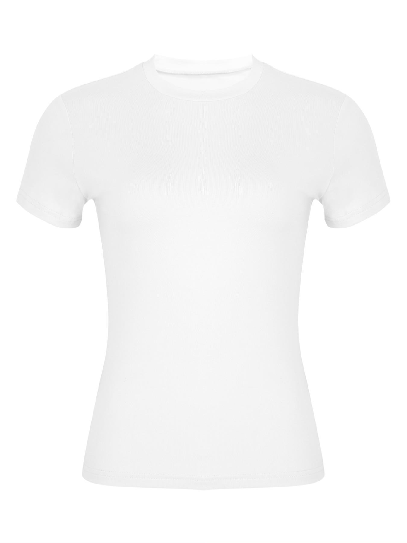 Women's Solid   Tee, Casual Slim-fitting Short Sleeve T-shirt, Ladies Summer Clothes for Daily Wear