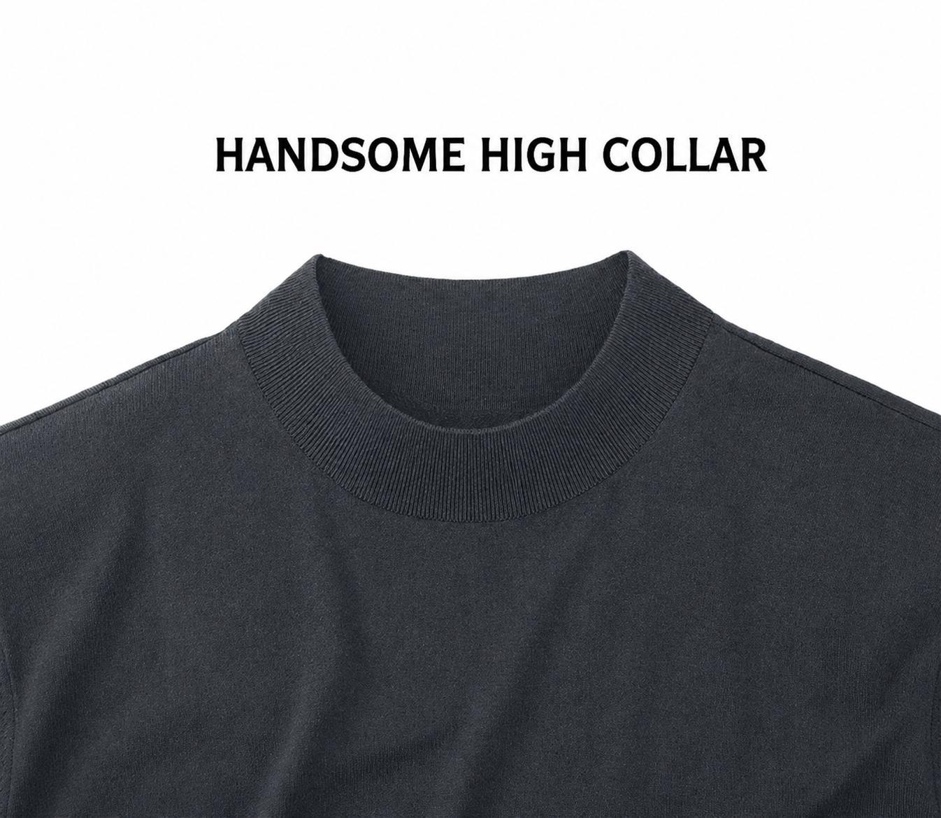 Men's 100% Merino Wool Mock Neck Knit T-Shirt - Soft, Breathable Daily Commute Base Top with Refined Knit, Cold Wash Compatible Men's 100% Merino Wool Mock Neck Knit T-Shirt - Soft, Breathable Daily Commute Base Top with Refined Knit, Cold Wash Compatible