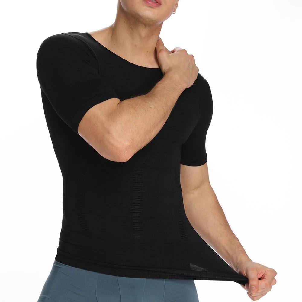 1/2/3/4 Pack Menswear Compression Body Shaper Shapewear Stretch Short Sleeve Shirt Breathable Lightweight Comfy Workout Tank Top Sports Vest Fitness Tee Gym Exercise Activewear Elastic Formal Fabric Casual