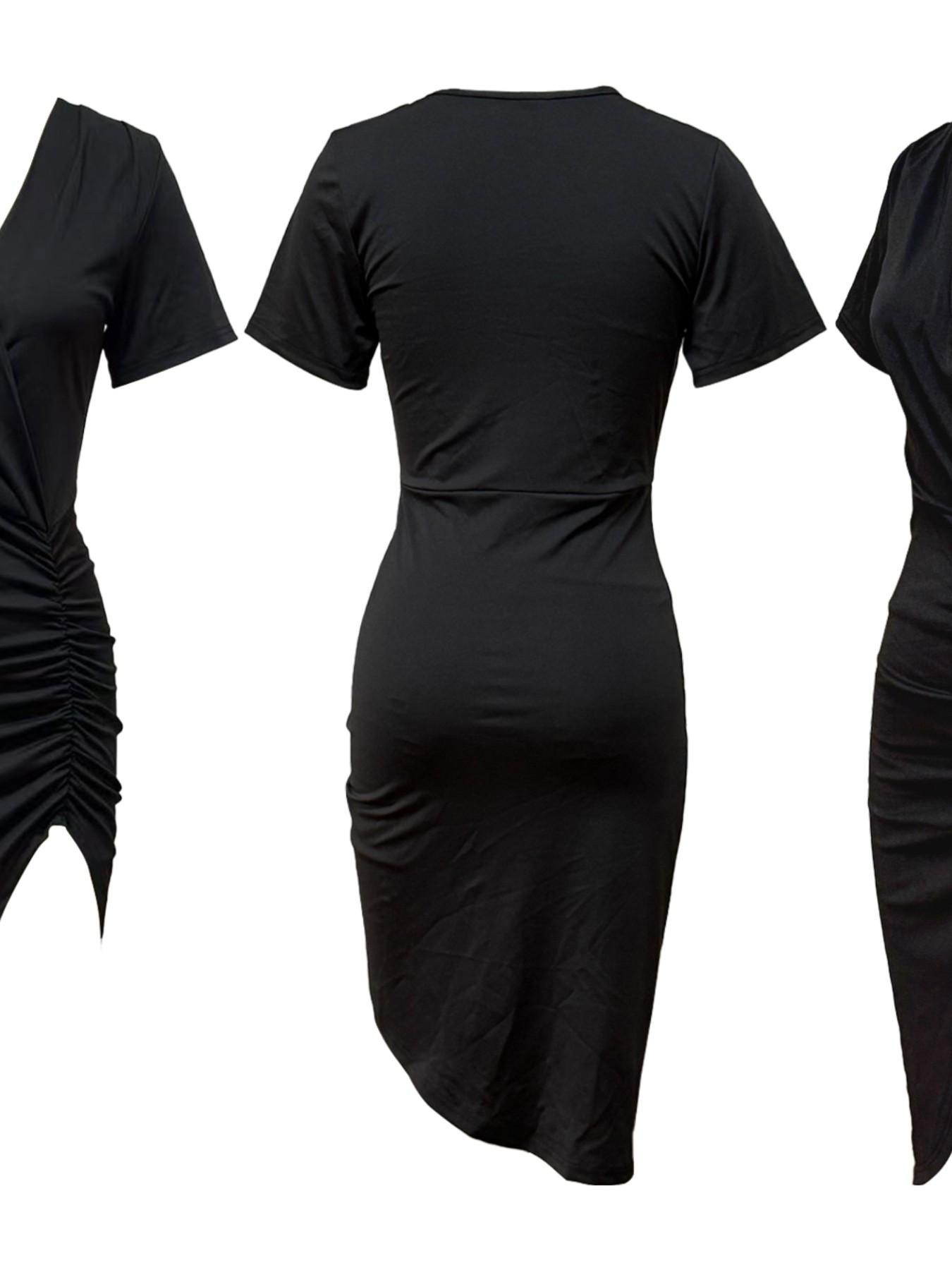 Elegant Pleated Collar Bodycon Fit Dress, Short Sleeve Summer Dress, Split Hem, Perfect for Parties, Weddings, Office Wear, Elegant Party Apparel, Women's Fashion, Elegant Dresses Elegant Pleated Collar Bodycon Fit Dress, Short Sleeve Summer Dress, Split Hem, Perfect for Parties, Weddings, Office Wear, Elegant Party Apparel, Women's Fashion, Elegant Dresses