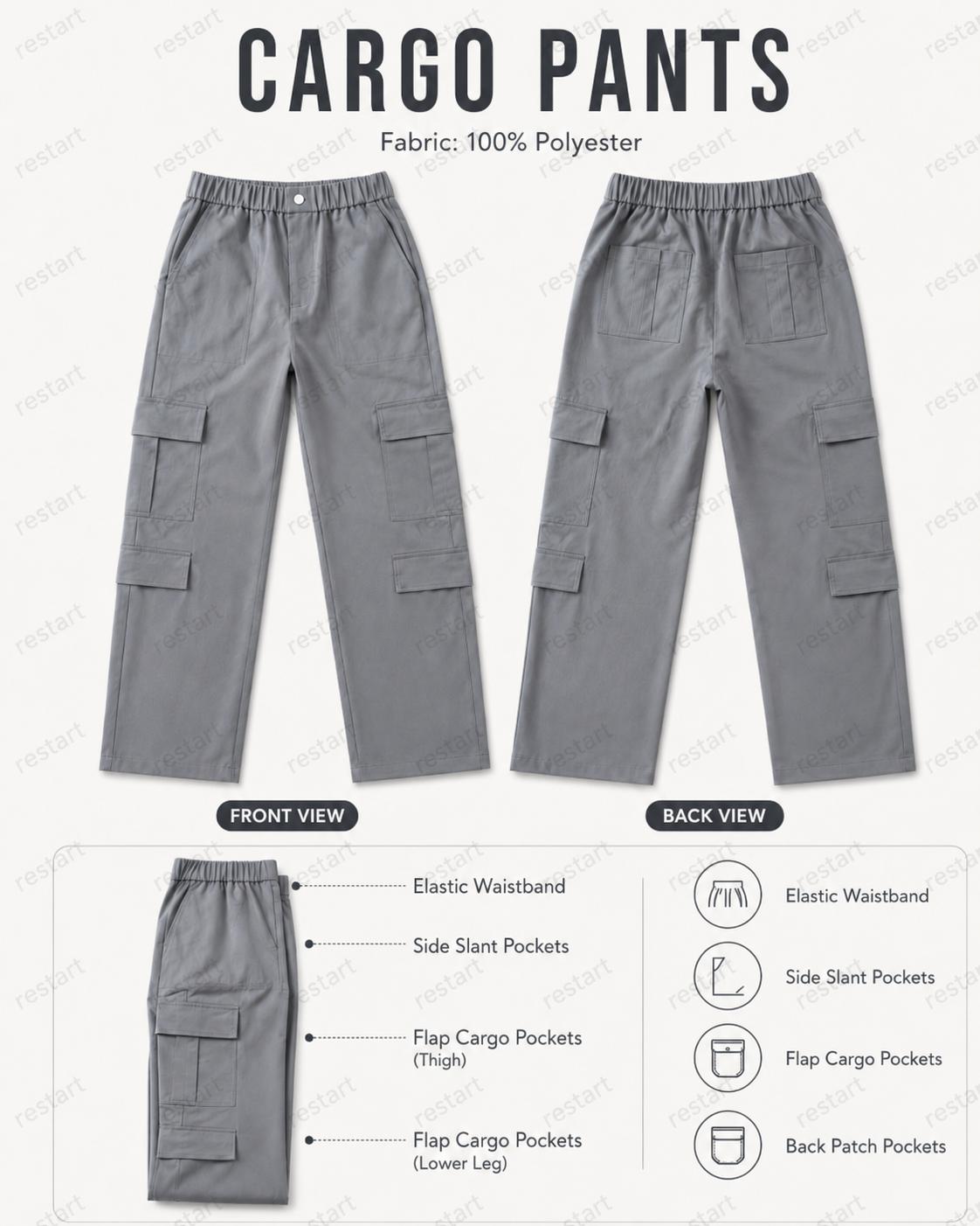 Women&rsquo;s Straight Leg 3-Pack Outdoor Cargo Pants - Casual Loose Street Chic Bottoms with Elastic Waistband, Multi-Pockets, Solid Color Basics for Holiday Going Out, Shopping, Women&rsquo;s Gift, Straight Legs