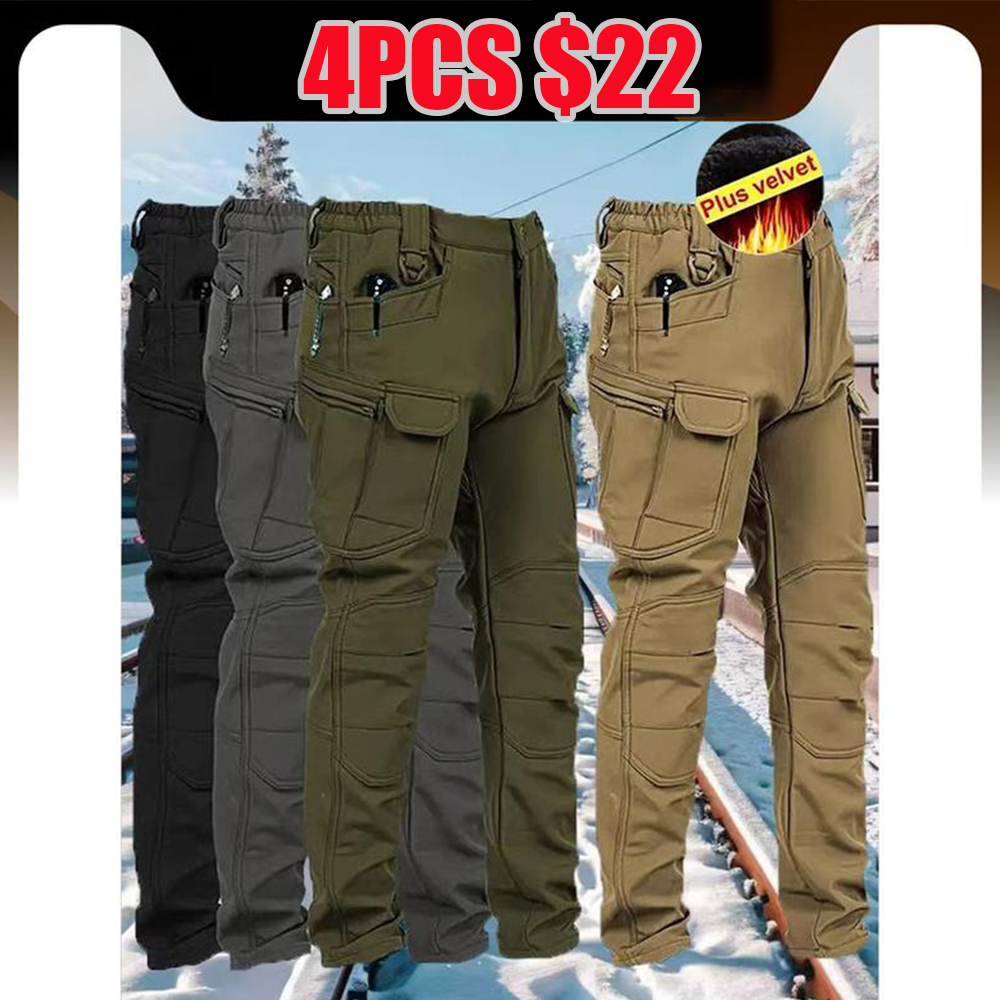 Men's Windproof & Warm Military Tactical Pants - Fleece-Lined