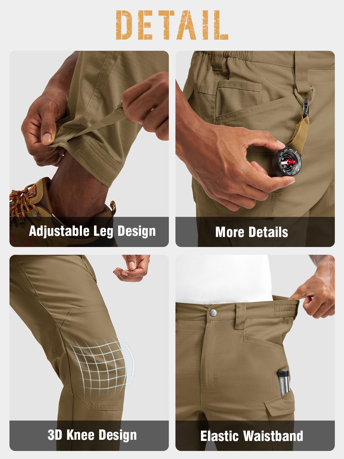 GOPUNE Men's Tactical Work Pants Multi-Pocket Water Resistant Cargo Pants Ripstop Hiking Military Construction Outdoor Pants 10 Pockets #SpringFresh